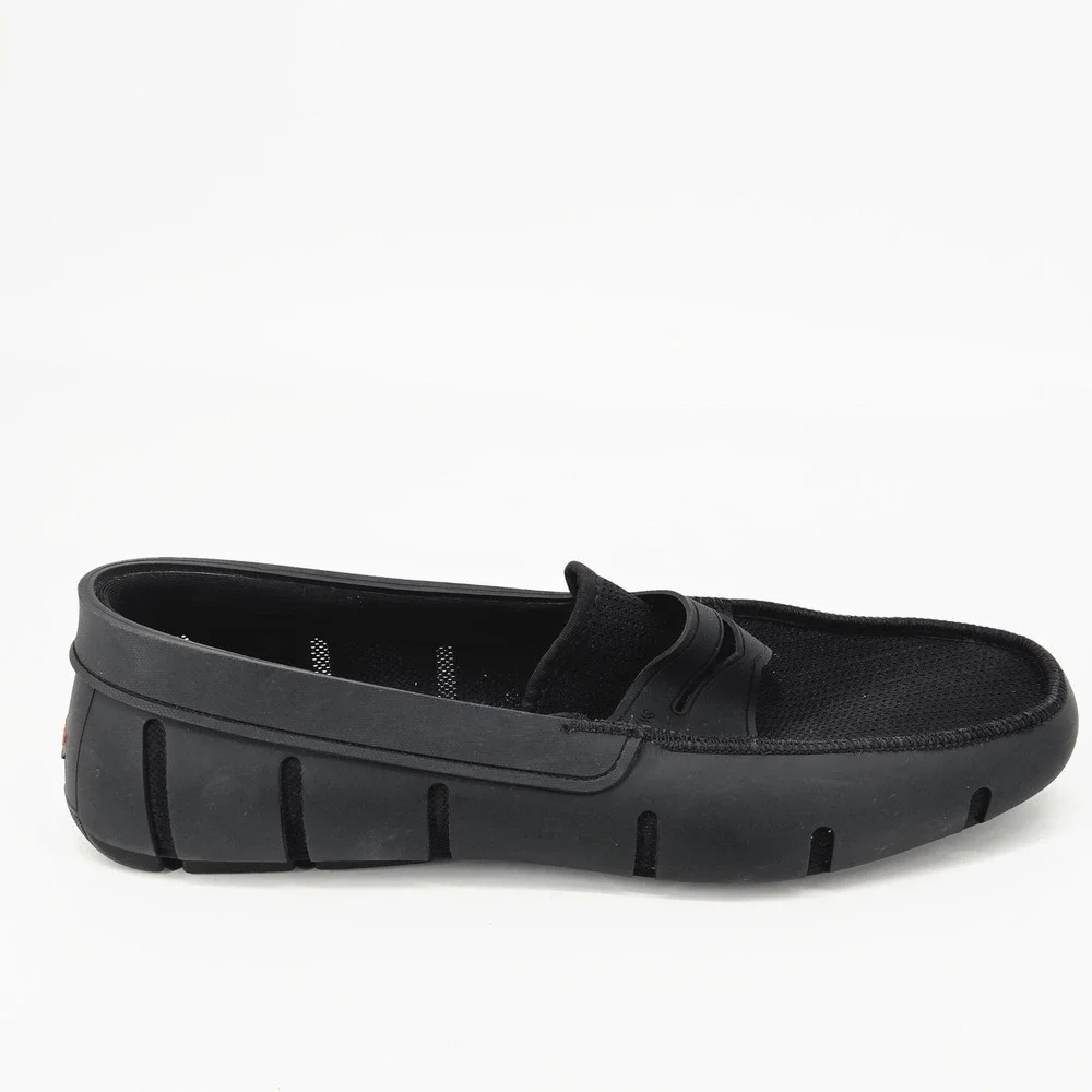 SWIMS Classic Braided Water Resistant Mesh Penny Loafer Black Slip On Shoes 12